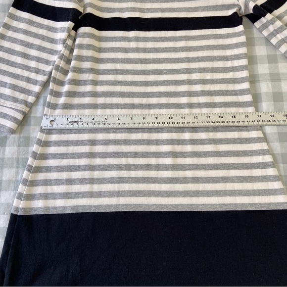 Hatley 100% cotton shift dress tunique striped grey white pink 3/4 sleeves - Picture 10 of 16